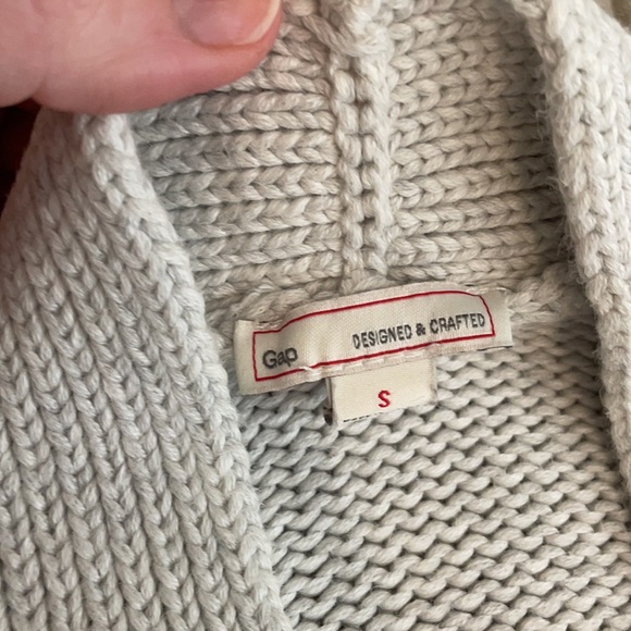 Chunky Cardigan Grey Button-front Blue Cotton - Picture 3 of 4